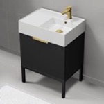 Nameeks DERIN575 24 Inch Small Bathroom Vanity, Modern, Matte Black, Free Standing